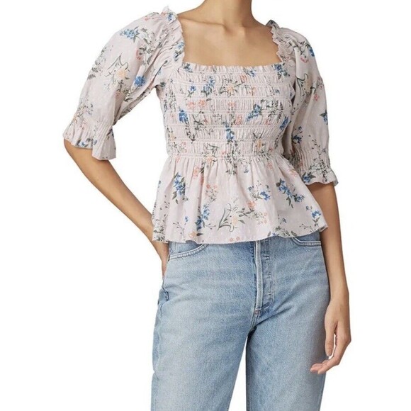 SAYLOR Clover Floral‎ Smocked Top SIZE MEDIUM - Picture 2 of 13